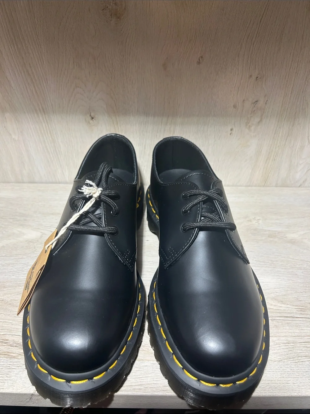 🖤 Dr. Martens Kids Black Leather 3-Eye Shoes | Yellow Stitching ✨